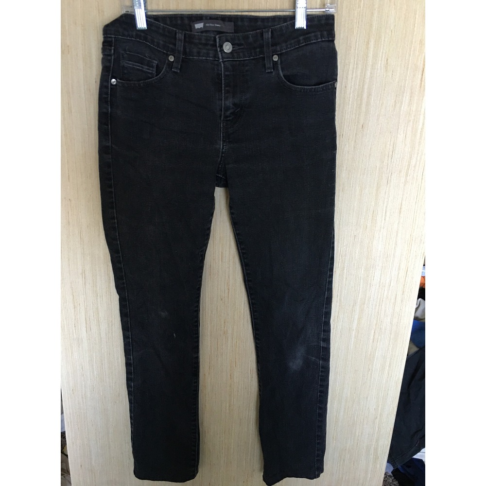 Levis Mid Rise Skinny Jeans Faded Black Denim Stretch